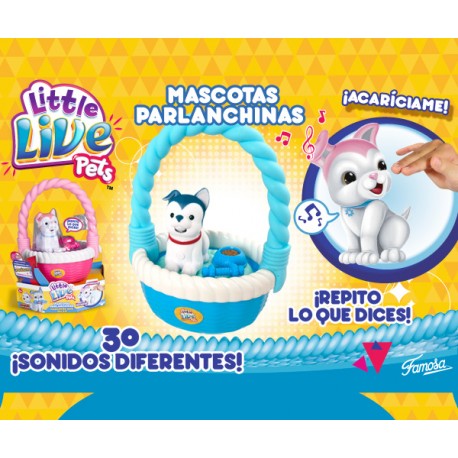 Little Live Pets - Mascota parlanchina perro con cesta, color rosa (Famosa 700012884A)