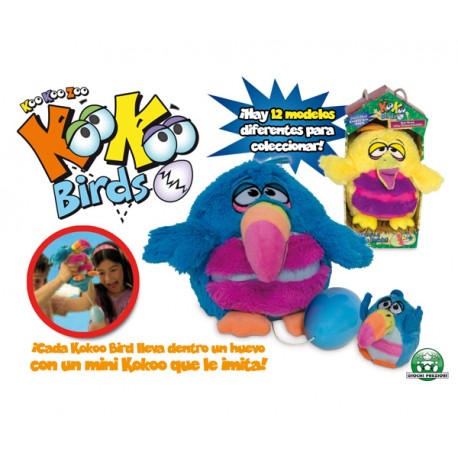 Koo Koo Birds 2081 - Pájaro de peluche animado, 15 cm, color rojo y blanco