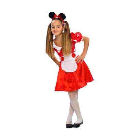 DISFRAZ INFANTIL RATONCITA MINNIE ROJO CON LUNARES BLANCOS (TALLA 5-6)