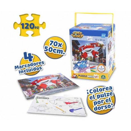 SUPER WINGS PUZZLE 120 PIEZAS CON ROTULADORES