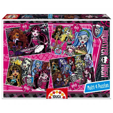 4 PUZZLES MONSTER HIGH (50 80 100 y 150 PIEZAS)