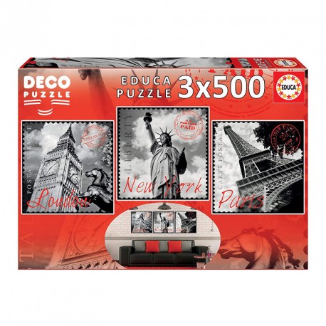 PUZZLE 3x500P GRANDES CIUDADES