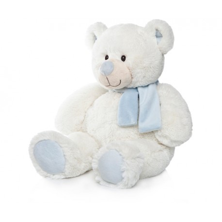 PELUCHE OSO BUFANDA MARFIL CELESTE 70 CM.