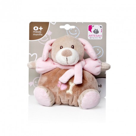 BABY MINI PERRITO SONAJERO ROSA 15 CM