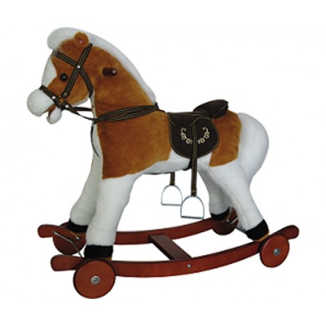 CABALLO BALANCIN BLANCO Y MARRON C/RUEDAS,SONIDO Y MVTO