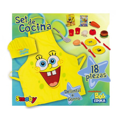 BOB ESPONJA SET COCINERO CON DELANTAL Y GORRO (18 ACCESORIOS)