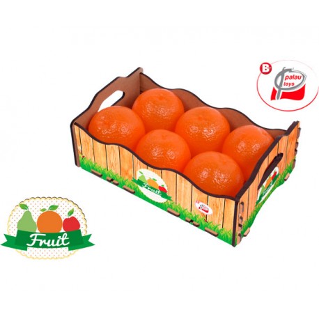 CAJA MADERA CON 6 NARANJAS 24,5 X 15,5 X 9 CM