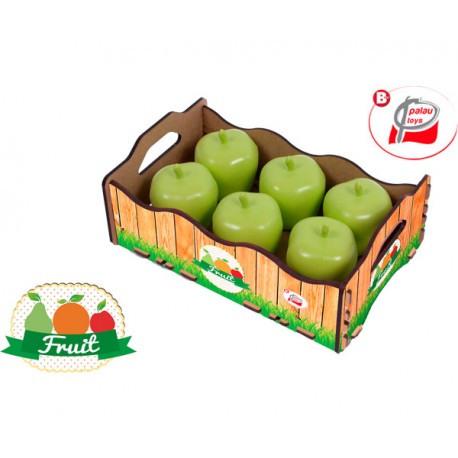 CAJA MADERA CON 6 MANZANAS 24,5 X 15,5 X 9 CM