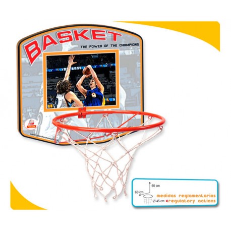 BASKET GRANDE CON ARO DE METAL-TABLERO MADERA