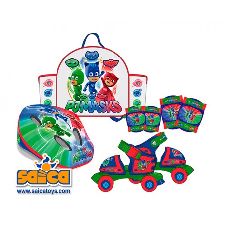 PATINES PJ MASKS MOCHILA+CASCO Y PROTECCIONES