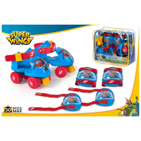 PATINES SUPER WINGS AJUSTABLES C/CODERAS Y RODILLERAS