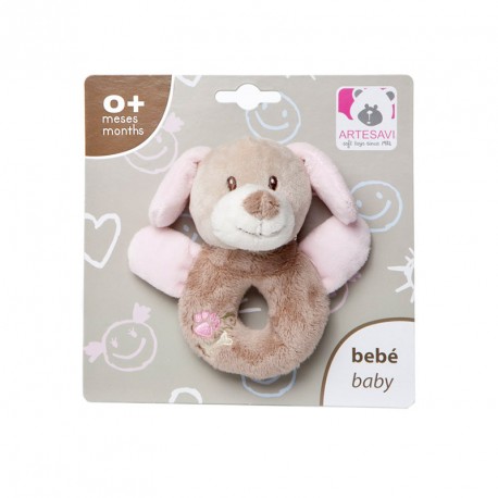 BABY SONAJERO CIRCULAR PERRITO ROSA 12 CM