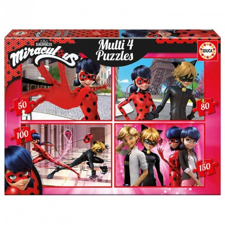 MULTI 4 PUZZLES LADYBUG 50-80-100-150