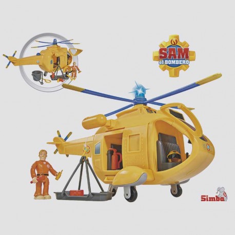 SAM EL BOMBERO HELICOPTERO WALLABY CON FIGURA 34 cm