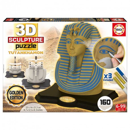 3D SCULPTURE PUZZLE TOUTANKHAMON - GOLD-BLUE