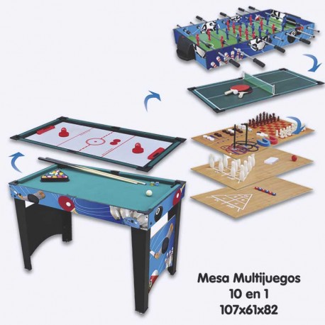 TABLERO MULTIJUEGOS 10 en 1 (107x61x80)