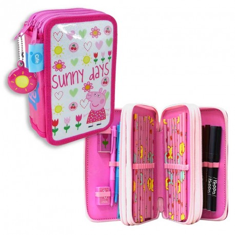 ESTUCHE 3 PISOS GLITTER PEPPA PIG