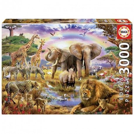 PUZZLE 3000P ABREVADERO BAJO EL ARCO IRIS