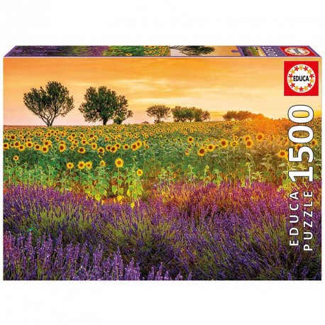 PUZZLE 1500P CAMPO DE GIRASOLES Y LAVANDA