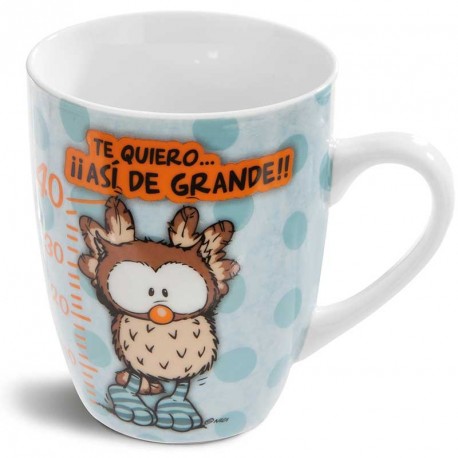 TAZA TE QUIERO..  ASI DE GRANDE  PORCELANA