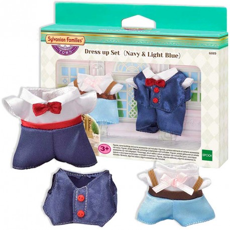 SYLVANIAN SET VESTIDOS 1 PAPA Y NIÑO (AZUL MARINO Y CLARO)