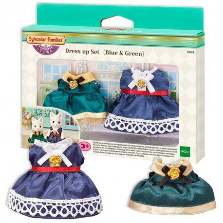 SYLVANIAN SET VESTIDOS 3 MAMA Y NIÑA (AZUL Y VERDE)