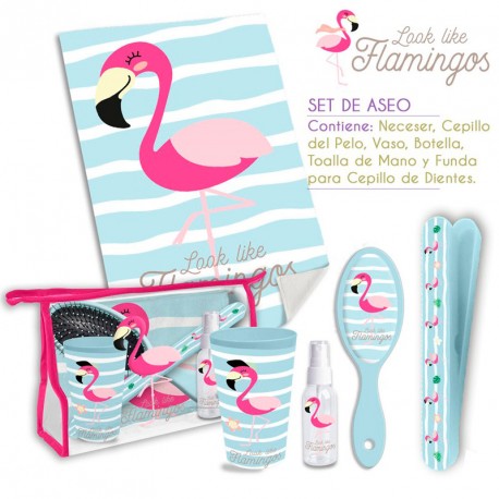 NECESER SET ASEO VIAJE FLAMINGO