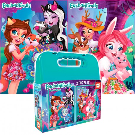 PUZZLE MALETA 2X48P ENCHANTIMALS