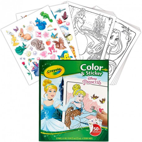 LIBRO COLOREAR + STICKERS DISNEY PRINCESAS