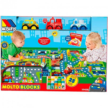 SET BLOCKS CARS + TAPIZ 24 PIEZAS