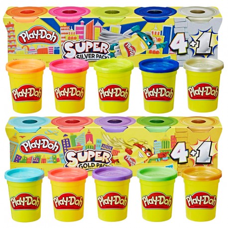 PLAYDOH SILVER GOLD 5 PACK