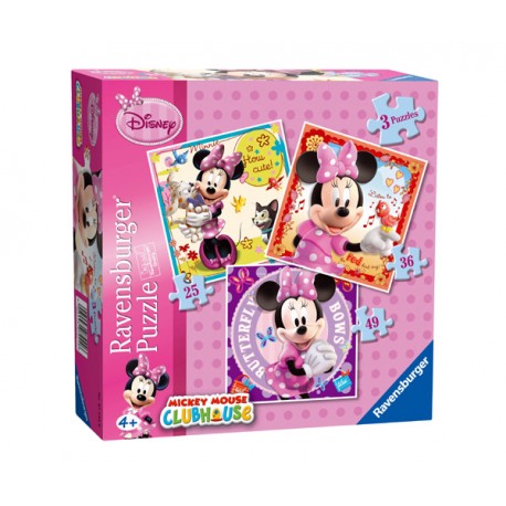 3 PUZZLES PROGRESIVOS MINNIE MOUSE (25 36 y 49 PIEZAS)