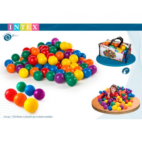FUN BALLZ BOLSA 100 BOLAS COLORES D6.5 CM