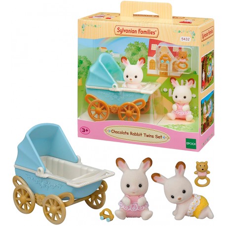 SYLVANIAN SET DE COCHECITO GEMELAR CABE Y BREEZE CHOCOLATE