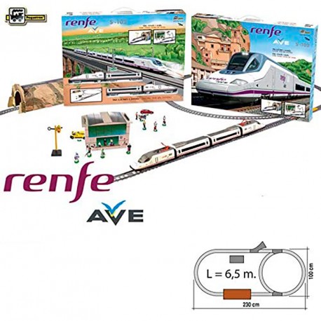 AVE RENFE CON DESVIOS, TUNEL MONTAÑA y ESTACION PERSONAJES