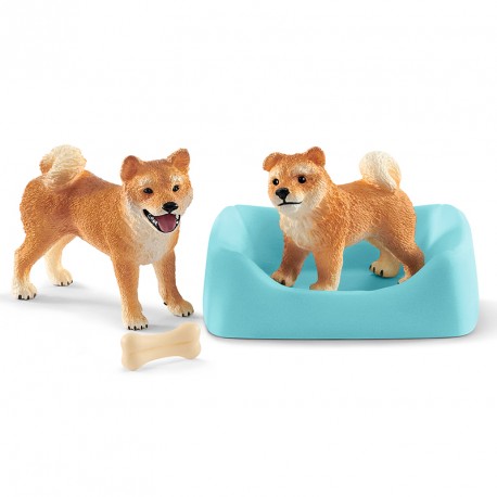 FIGURA MAMA SHIBA INU Y CACHORRO