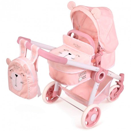 COCHE DE MUÑECA 3X1 PLEGABLE ANIMALITOS