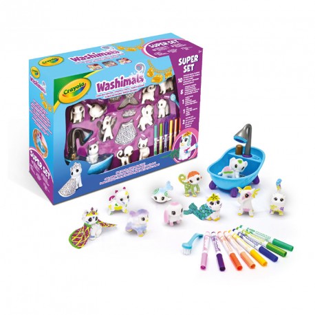 WASHIMALS PETS SUPER SET 10 MASCOTAS Y 2 DISRACES 