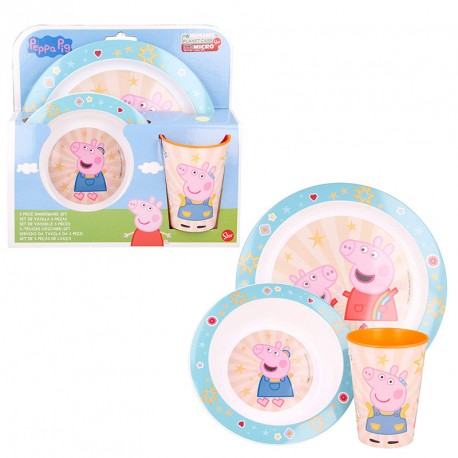 VAJILLA MICRO 3 PCS PEPPA PIG KINDNESS COUNTS