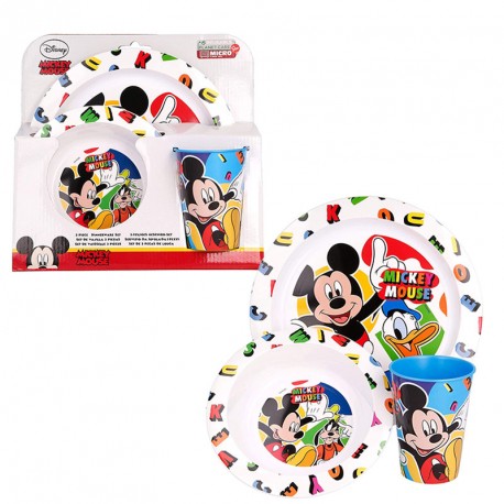 VAJILLA MICRO 3 PCS MICKEY COOL SUMMER