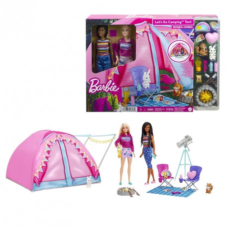 BARBIE ¡VAMOS DE CAMPING! MALIBU Y BROOKLYN CON TIENDA