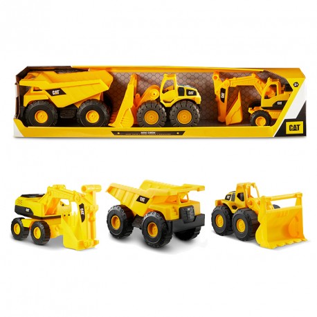 CAT MINI CREW 3 PACK CONSTRUCCION DE 18 CM CAMION VOLQUETE, EXCAVADORA, PALA CARGADORA