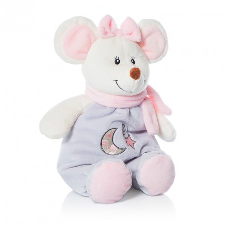 PELUCHE RATITA SONAJERO ROSA 28 CM