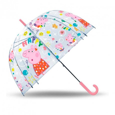 PARAGUAS PEPPA PIG TRANSPARENTE CAMPANA 46CM MANUAL