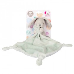 DOUDOU CONEJITO SONAJERO VERDE AGUA