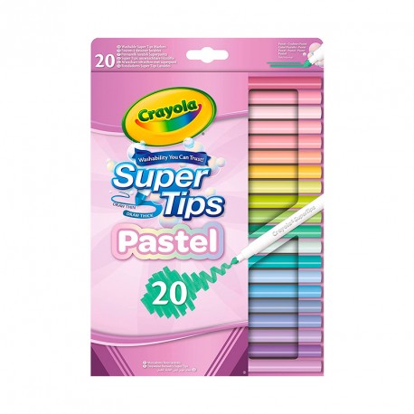 ROTULADORES 20 SUPER PUNTA SUPER TIPS LAVABLES COLORES PASTEL 