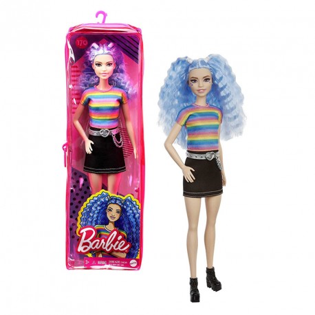 BARBIE FASHIONISTA CAMISETA RAYAS COLORES Y FALDA NEGRA