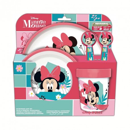 VAJILLA MINNIE 5 PCS ANTIDESLIZANTE PREMIUM BICOLOR