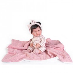 MUÑECA RECIEN NACIDA BABY TONETA CON MANTITA Y LAZO 33 CM