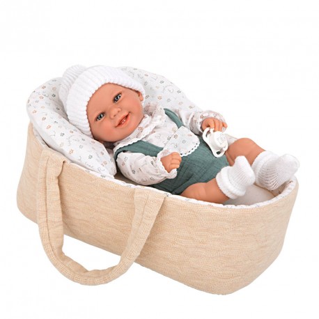 MUÑECA ELEGANCE 33 CM BABYTO VERDE CAPAZO (CUERPO VINYL) BOLSA